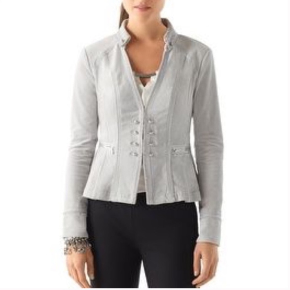 WHBM Feather Gray Velvet Military Jacket NWOT $150 6P